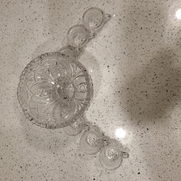 Vintage Miniature Cut Crystal Punch Bowl & 6 Cups - Picture 3 of 10
